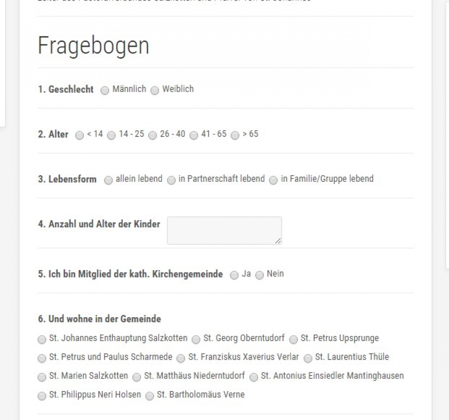 Screenshot Fragebogen