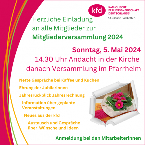 kfd - Jahreshauptversamlung am 5. Mai 2024