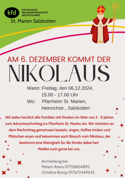 kfd Nikolausnachmittag für Familien