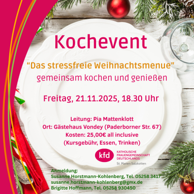 kfd Kochevent &quot;Das stressfreie Weihnachtsmenue“