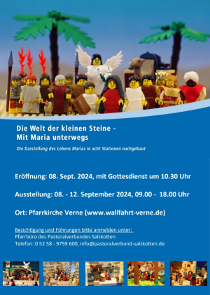 „Stationen auf dem Weg Mariens“ als Lego-Ausstellung vom 8.-12. September 2024 in der Pfarrkirche von Verne