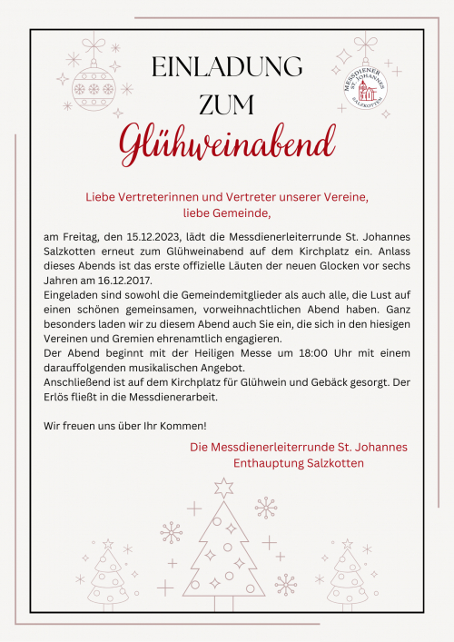 Einladung zum Glühweinabend 2023