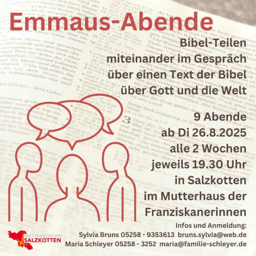 Emmaus-Bibel-Abende im Pastoralverbund