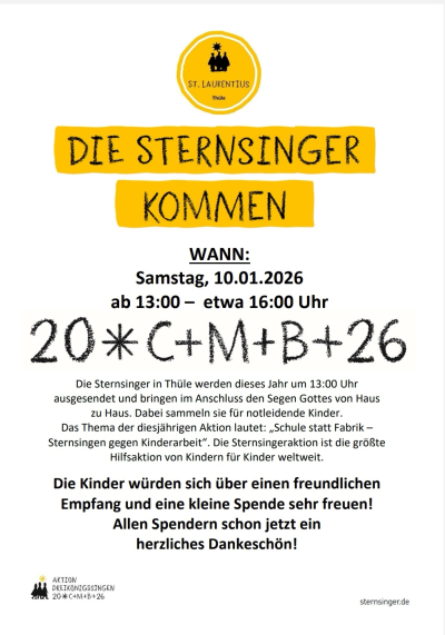 Sternsingeraktion 2026 in Thüle