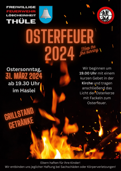Osterfeuer in Thüle